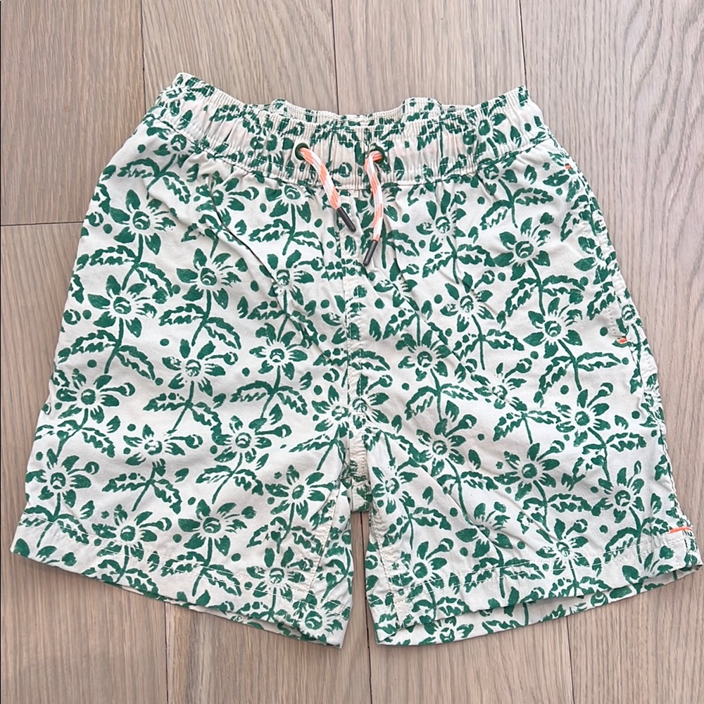 J. Crew Green and Orange Swim Trunks with Adjustable Fit